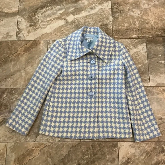 Pendleton Houndstooth Virgin Wool Pea Coat - Picture 1 of 5